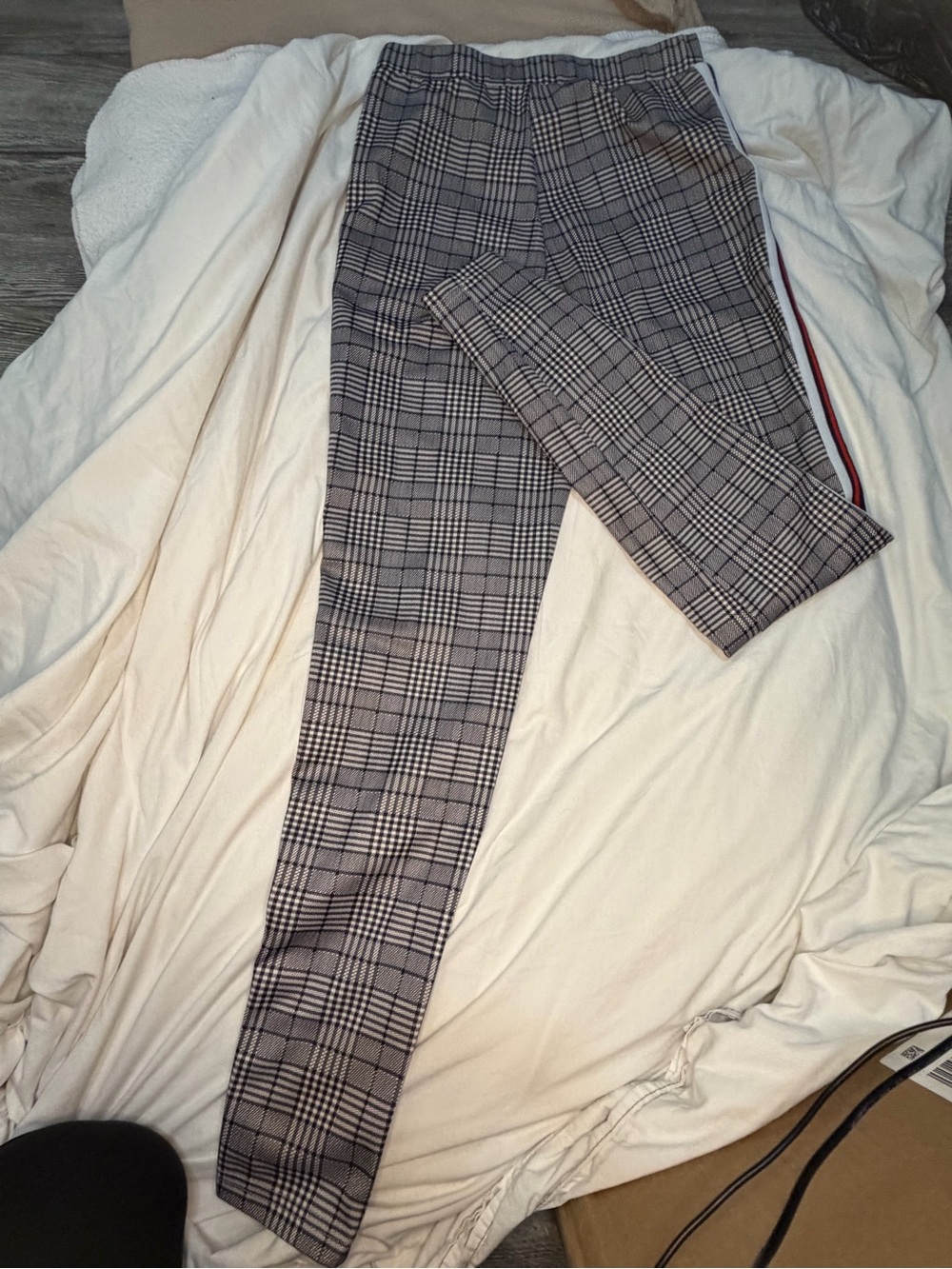SHEIN Black and White Plaid Trousers